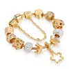 Gold Love Crystal Charms for Pandora Bracelets Women Fashion Jewelry Valentine Gift Charm Bracelet