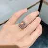 Arrival Luxury Square 10*12mm Paraiba Tourmaline Emerald Topaz Rings for Women 925 Sterling Silver Lab Diamond Jewelry Gift