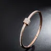 18K roségoud vergulde liefde Koreaanse stijl armband titanium stalen diamanten armband open kristallen sieraden6435160