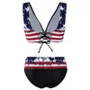 Mulheres femininas femininas femininas acolchoadas BRA BRA BIKINI 2022 American Flag Imprima