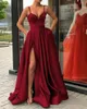 High Split Evening Dresses 2021 with Dubai Middle East Formal Gowns Party Prom Dress Spaghetti Straps Plus Size Vestidos De Festa Gown