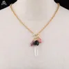 Pietre di pietre naturali perle a sospensione Catene in oro Collana regolabile per donne Gioielli Boho Crystal