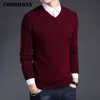 COODRONY Pull En Laine Mérinos Hommes Automne Hiver Épais Chandails Chauds Et Pulls Casual Col En V Pure Laine Pull Pull Homme 7305 210820