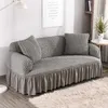 Einfarbiger elastischer Sofabezug für Wohnzimmer, bedruckt, kariert, Stretch-Schnittbezug, Couch, L-Form, 211116