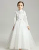 Lovely Ivory Long Sleeves Applique Girl's Pagant Flower Girl Dresses Prinsessan Party Child Skirt Custom Made