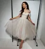 Robe de mariée courte 2021 au large de la cheville de la cheville pointage net robe nuptiale magnifique pour les femmes maries tulle robe de mariee gracieux