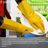 Disposable Gloves 40%5 Pairs Long Sleeve Anti-skid Waterproof Household Dishwashing Latex