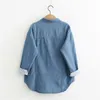 Wypoczynek Denim Koszula Spadek Kobiet Blue Button Koszule Z Długim Rękawem Topy Boyfriend Style Streetwear 210421