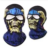 Skull Balaclava Cap Army Tactical 2 Hole Full Face Mask Skidcykel Fotvandring Skyddande Kepsar Halloween Party Skelett Ghost Hood Ice Silk Cooling Sport Hattar