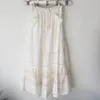 Inspirado feminino branco maxi saia remendo bolsos borla amarrado saias mulheres corchet inserir algodão casual chique chique saias longas 210412