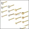 Other Body Jewelry 20G 18G Steel 1.5Mm-M Flat Ball Clear Cz Nose Stud Rings Bone Pin Piercing 16-34Pcs Drop Delivery 2021 Gce60