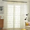 Rustic Flower Embroidered White Curtain For living room Sheer Window Screen Pink Flower Tulle Drapes for Kitchen rdeaux ZH009X 210712