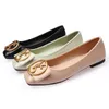 Classic Shallow Square Toe Flats Casual Shoes Women Metal letters Slip comfort Black For Lady flat shoes