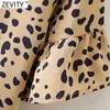 Zevity Women Vintage V Neck Leopard Print Shirt Dress Chic Female Butterfly Sleeve Casual Slim A Line Vestido DS5089 210603