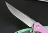 New Flipper Folding Knife 8Cr14Mov Satin Drop Point Blade G10 + Stainless Steel Sheet Handle Ball Bearing Fast Open Knives 3 Handles Color