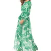 Vår Höst Långärmad Klänning Kvinnor Elegant Casual Party Maxi Loose Leaf Print Es för Vestidos 12445 210512