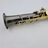 SUZUKI SOPRANO SAXOPHONE B Vlakke zwart vernikkeld Professionele Woodwind-instrument met Gold Keys Case Mondstuk Accessoires