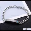 Link, Chain Bracelets Drop Delivery 2021 Accessories Lovers Black Bracelet Versatile Set Diamond Hand Jewelry Kgnmi
