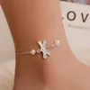 Moda Posrebrzana Dragonfly Bransoletka Bransoletka Minimalistyczna Kobieta Anklet Rocznica Prezent Dla Girlfriend Hot Exquisite Akcesoria