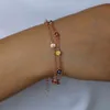 Coloré arc-en-ciel turc mauvais œil bracelet trois couches points ronds lien chaîne bijoux de mode rose or couleur bracelets