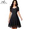 elegante preto curto rendas vestidos