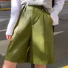 S-3XL PU кожаные шорты женские осенью зима Бермудская эластичная талия свободные пять точек брюки плюс размер 990b 210420