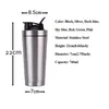 Protéine en acier inoxydable Shaker Bottle Gym Shake Kettle Sport Milkshake Mixer Bottle Whey Protéine Forness Fitness BPA-FREE 211013