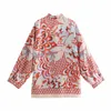 Za Women Print High Street Sets Moda Camisa Solta Calças 2 Peças Conjuntos Manga Longa Blusa Calças Ternos OZZ1024 211022