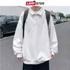 LAPPSTER Hommes Vintage Harajuku Kawaii Sweats à capuche Mens Streetwear Causal Japonais Sweatshirts Mâle Coréen Mode Solide Sweats à capuche 211231