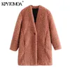 Kvinnor Mode Tjock Varm Faux Fur Teddy Coat Långärmade fickor Kvinnor Ytterkläder Chic Overcoat 210420