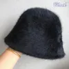 Berretti Cappelli di lana lavorati a maglia in pelliccia invernale per donna Berretti con protezione per le orecchie con pompon Cappello a secchiello stile caldo