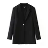 Foridol Único Breasted Black Blazer Jaqueta Mulheres Slit Business office Senhoras Blazer Casaco Outono Inverno Streetstyle Coat 210415