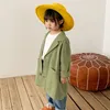 Spring Japan style unisex solid color cotton long trench Boys and girls soft loose jackets coats 210508