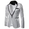 Blazer orné de paillettes dorées brillantes pour hommes, veste de discothèque, costume de fête de mariage, chanteurs de scène, vêtements 255b