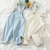 Baby Boy Solid Spring Denim Overaller Jeans Byxor Barnkläder Höst Jumpsuit Kids Byxor Tjejer 210417