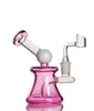 Rosa riciclatore dab rig narghilè vetro acqua bong fumo tabacco da pipa becher bong dabber cera shisha beaker 14mm banger sigaretta