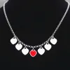 10mm Hearts Necklace Women Seven Pendant Stainless Steel Couple Blue Green Pink Red Pendant Jewelry Christmas Days Gifts for Woman Accessories Wholesale