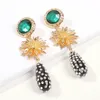 Alloy Simulated Diamond Earrings Drop shaped Flower Dangle & Chandelier Court style Jewelry E7072