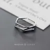 Irregular Geometric Cross Line Sterling Silver 925 Ring for Women Free Size Simple Fine Jewelry Bijoux 210707