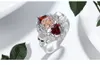 European Rose Skull Ring Fashion Heart Red Zircon Punk Lady Rings Mix Size 6 till 10