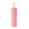 Lokal Warehose !!! Acrylic Skinny Tumblers 16oz Straight Matte Färgad akryl Tumbler med lock Straws Double Wall Plast Tumblers Vinyl Customizable Cup (30pcs / fodral)