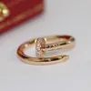 Solido argento sterling 925 bianco / oro rosa placcato anello per unghie Boho con vite di zircone coppia regalo per donna uomo gioielleria di lusso