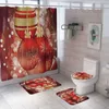 Kerstmis bedrukte waterdichte badkamer douchegordijn tapijt vloer mat combinatie badkamer toilet douchecurtain set wq67-wll