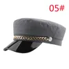 Bouton de chaîne en métal PU casquette en cuir noir chapeaux marine Casquettes plates à la mode