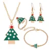 6 Styles Christmas Gift Christmas Series Cute Cartoon Santa Claus Elk Bells Moon Earrings Necklace Bracelet Four-piece Jewelry w-01133