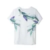 Korean Woman Tshirts Short Regular Shirts for Women White Silk Floral T-shirt Female Summer Tops OL Clothes 210604