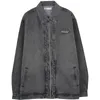 Damskie Kurtki B-Toto American Street Retro Myte Black and Grey Denim Kurtka Trendy w Loose 2021 Moda