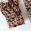 Kvinnor vintage leopard tryck båge bundna sashes tröja klänning chic kvinnlig långärmad avslappnad vestido kläder DS4911 210416