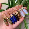 Designer Hexagon Stone pendule Charms Boucles d'oreilles Quartz Rose Turquoise Lapis Lazuli Plaqué Or Cristal de Guérison Dangle Marque Bijoux pour Femmes