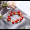 Other Bracelets Jewelry Drop Delivery 2021 Tiktok, Red Diamond Bracelet, Lady Fashion, Simple, Multi String Beads Hand String, Female Bracele